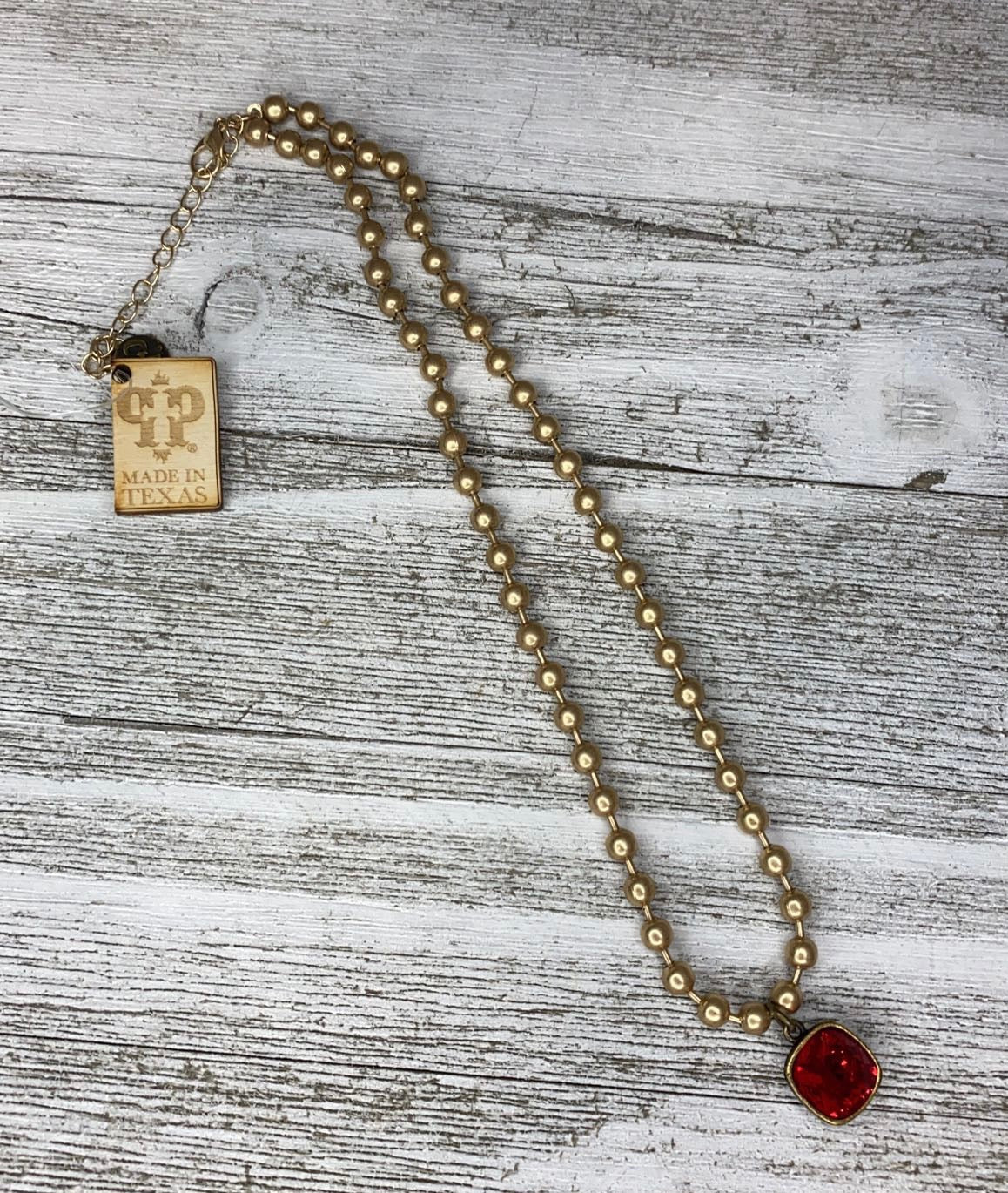 Gold Ruby Cushion  Necklace